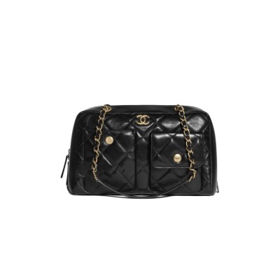CHANEL MASTER CALFSKIN CROSSBODY BAG SHOULDER BAG WOMEN'S BLACK AS4933 (32*19*11cm)